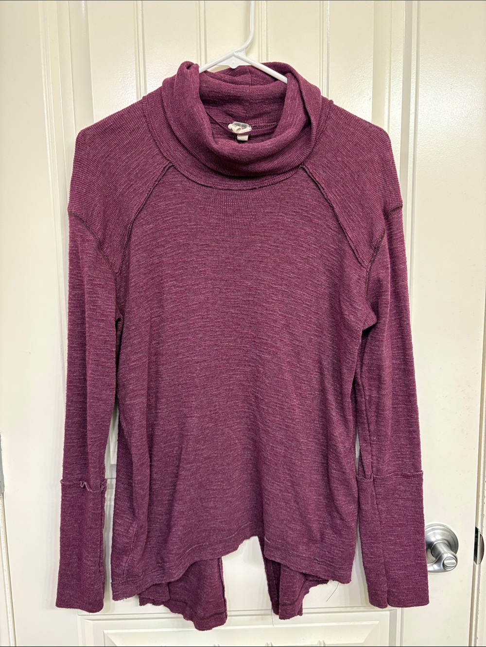 We The Free Plum Funnel Neck Pullover Split Back Top